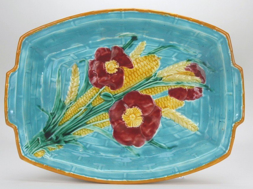 Wedgwood majolica corn and poppy platter, 12 3/4" (1 of 1)