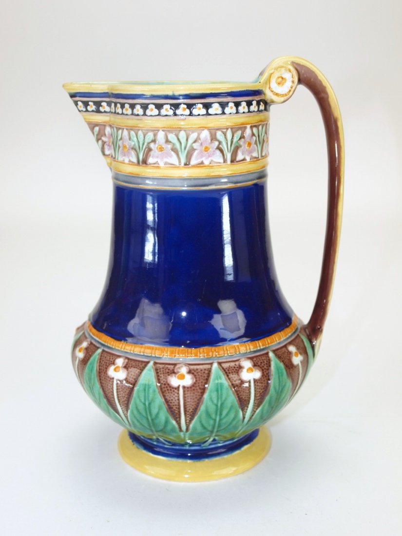 Wedgwood majolica cobalt aesthetic pitcher, 9 1/4" (1 of 1)