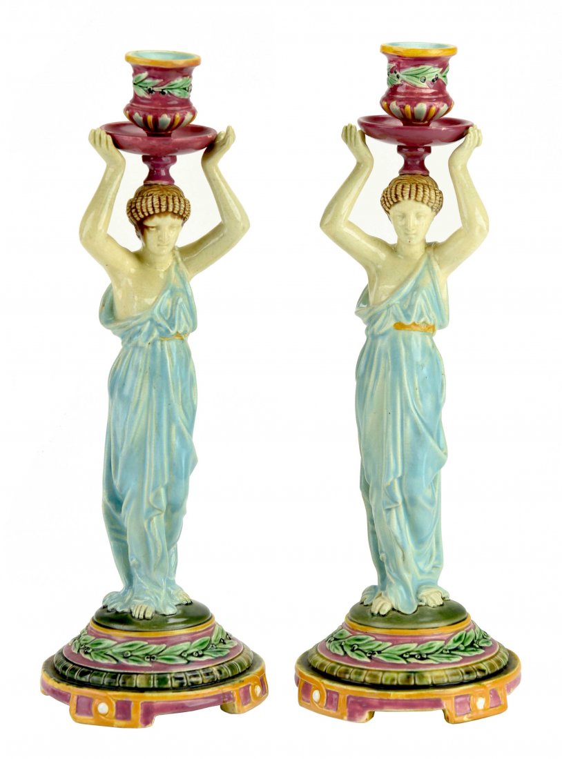 An Elegant  Pair of George Jones Majolica ‘Caryatid’ (1 of 1)