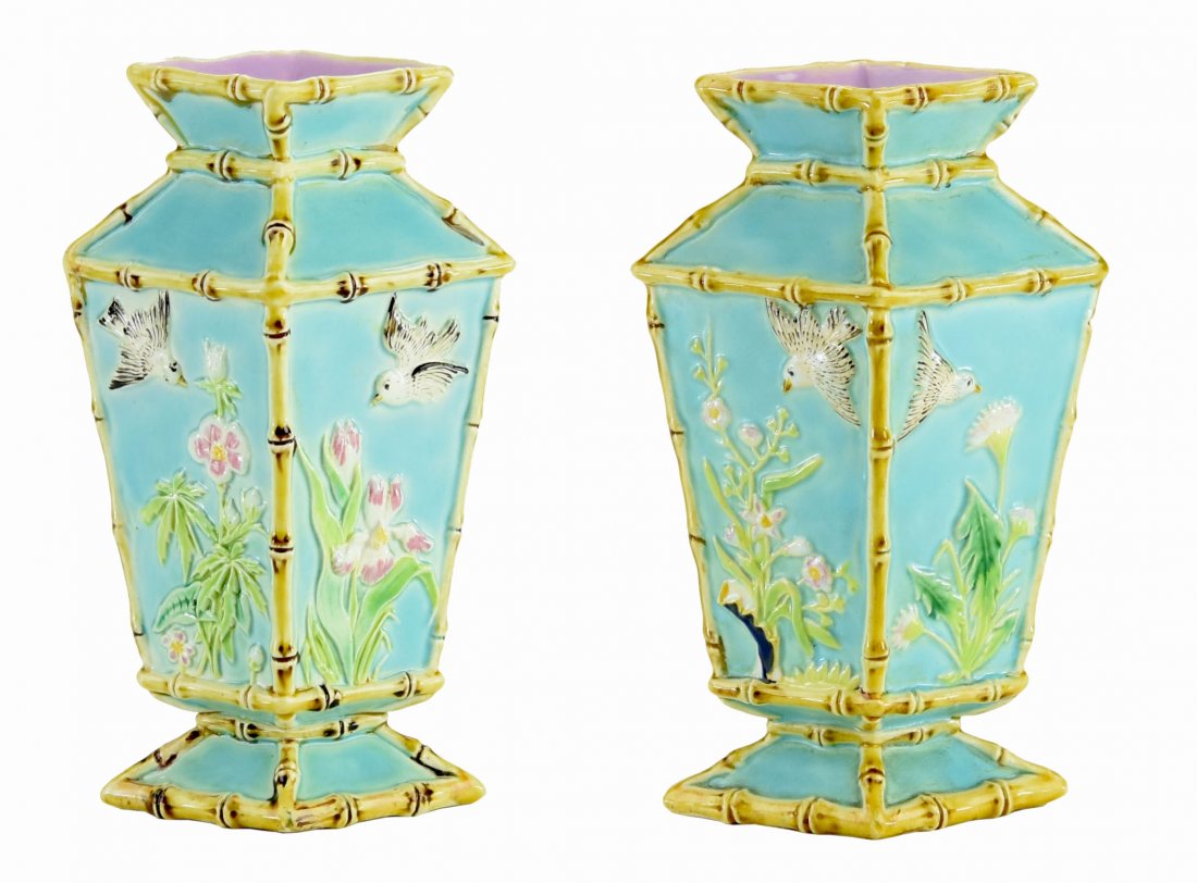 Two Very Rare George Jones Majolica Japanese Style Posy (1 of 1)