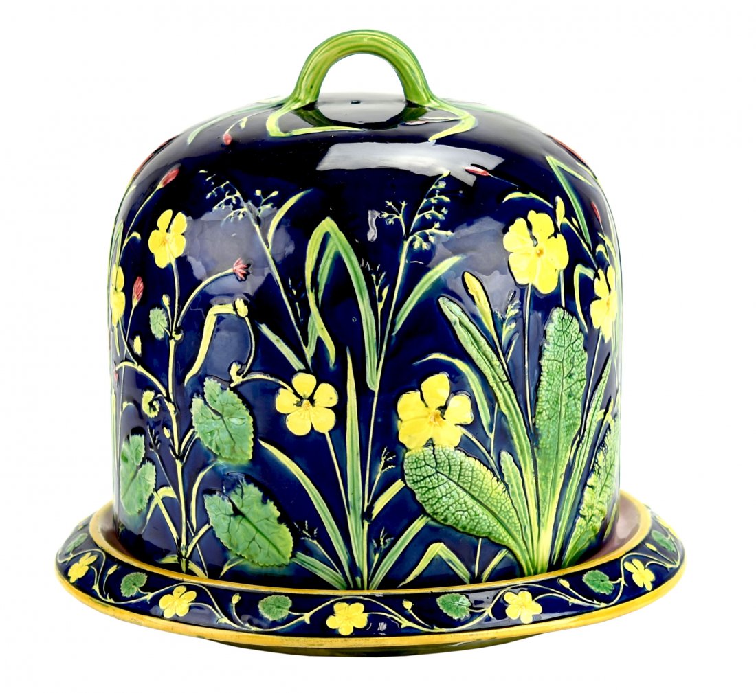 A Very Rare Copeland Majolica Primrose Cheese dish and (1 of 1)