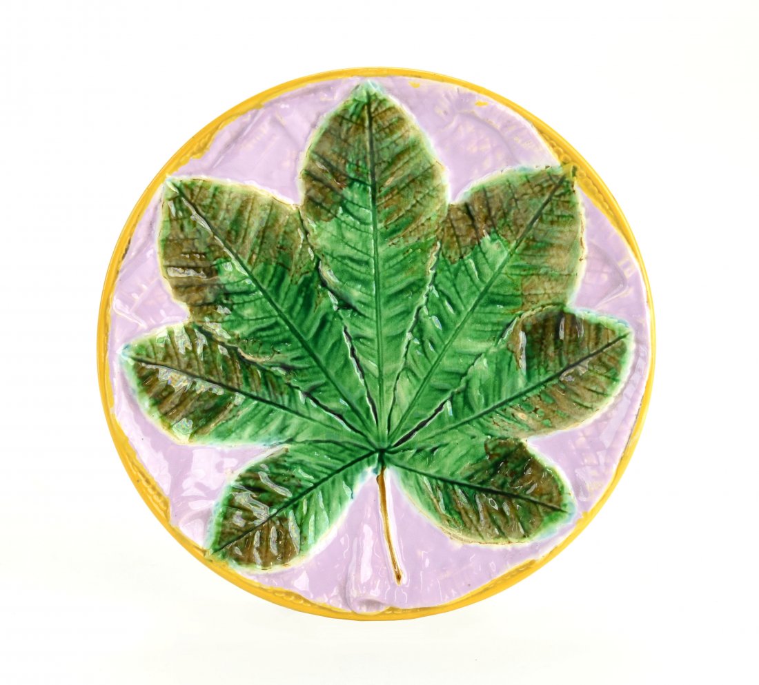 George Jones Majolica Chestnut Leaf Dessert Plate (1 of 1)