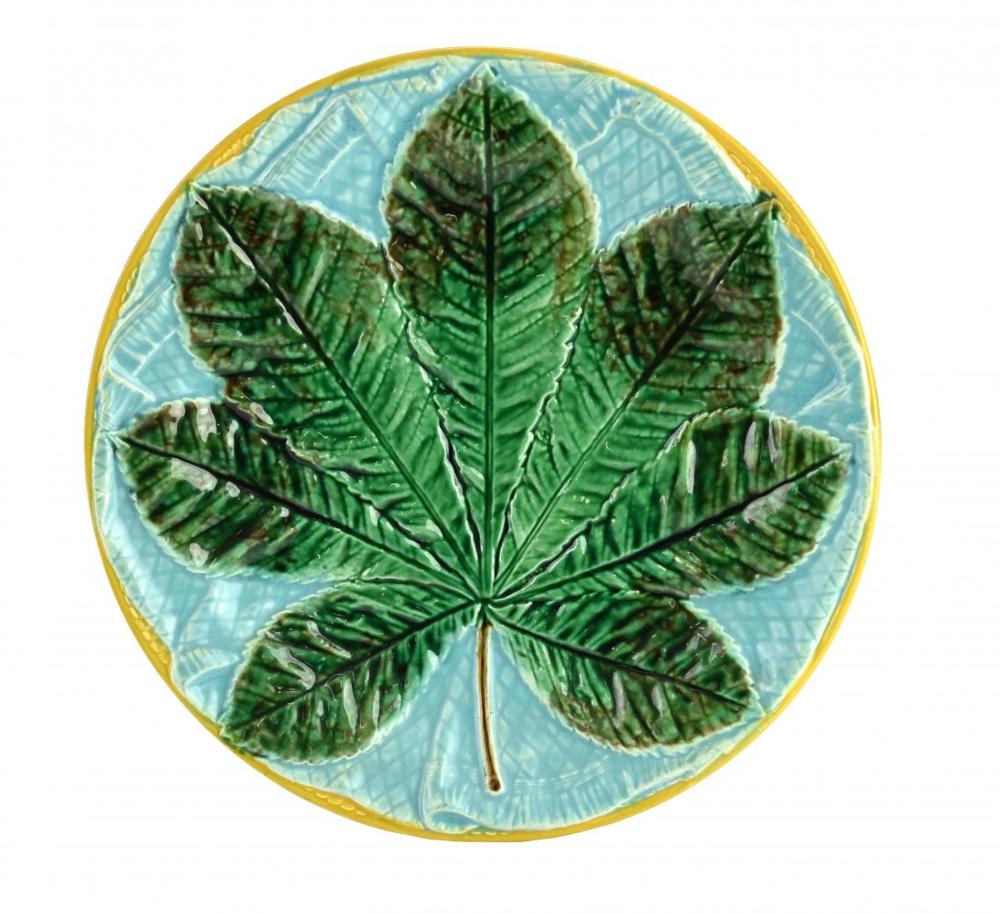 A George Jones Majolica Chestnut Leaf Dessert Plate (1 of 1)