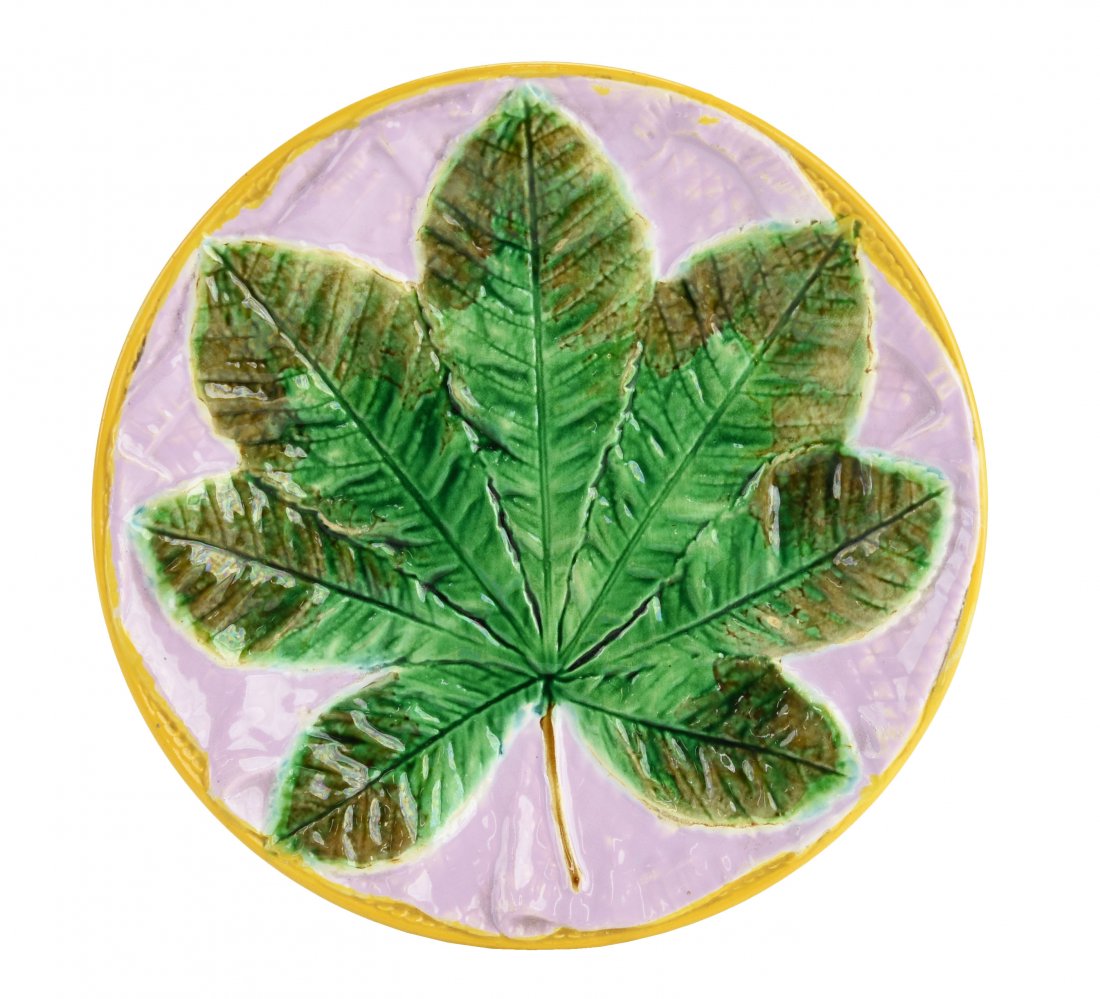 A George Jones Majolica Chestnut Leaf Dessert Plate (1 of 1)