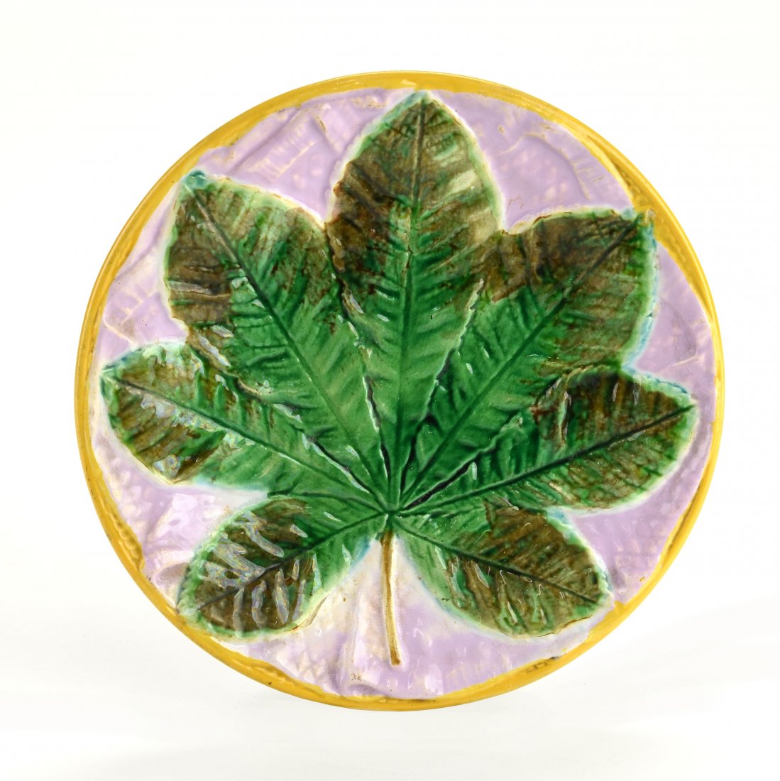 A George Jones Majolica Chestnut Leaf Dessert c.1870 (1 of 1)