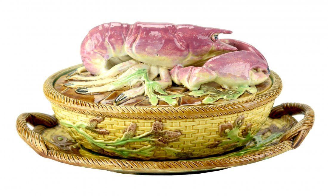A Very Rare George Jones Majolica Lobster Pate Box and (1 of 1)