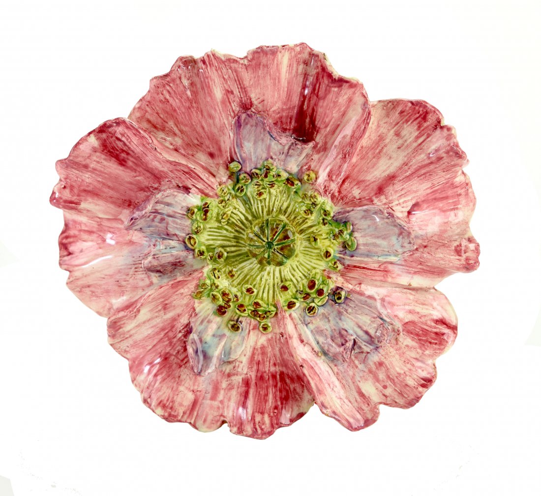 A Large Massier Style Majolica Pansy Wall Pocket ” (1 of 1)