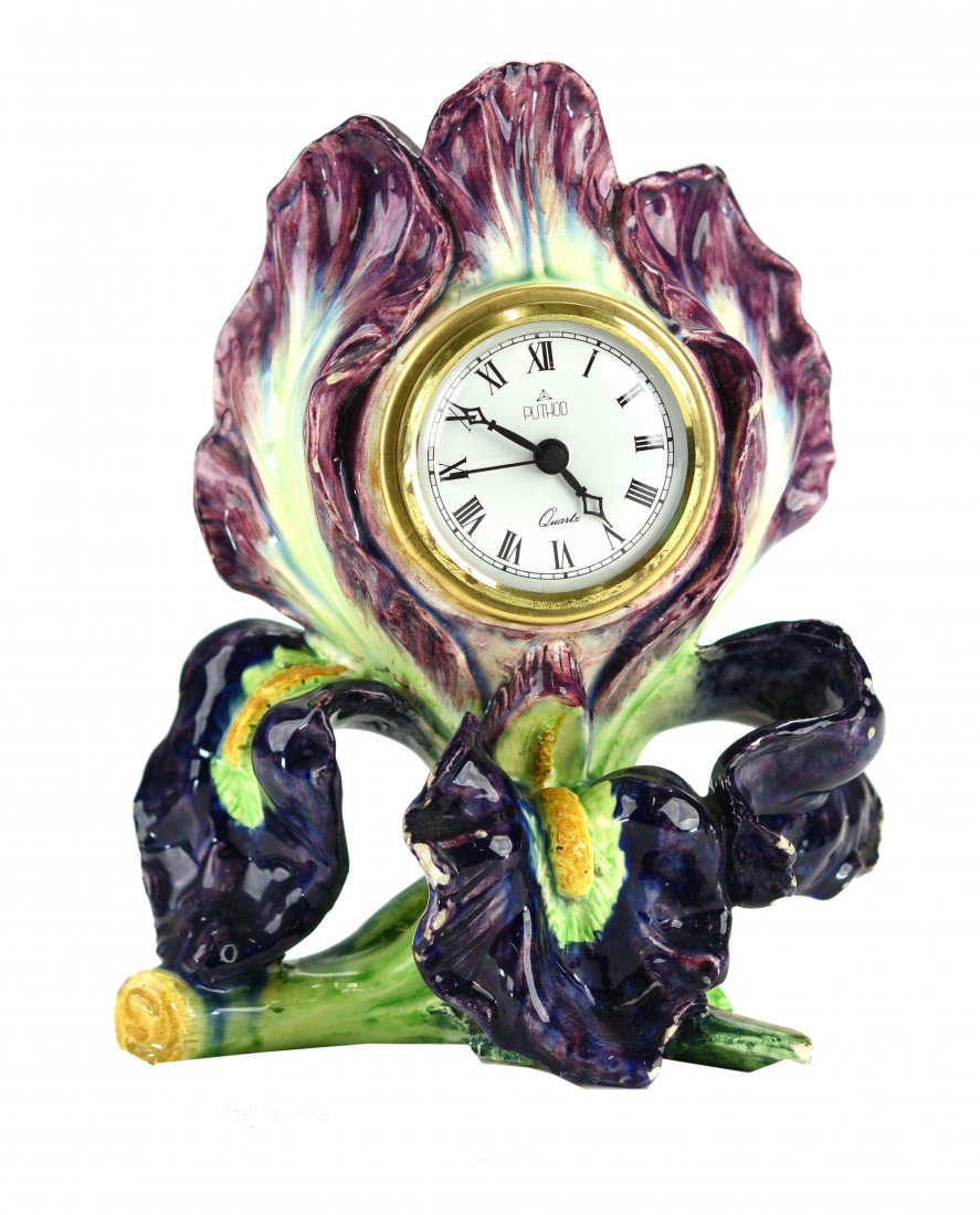 A Massier Style Iris Clock c.1890 The case modeled as a (1 of 1)