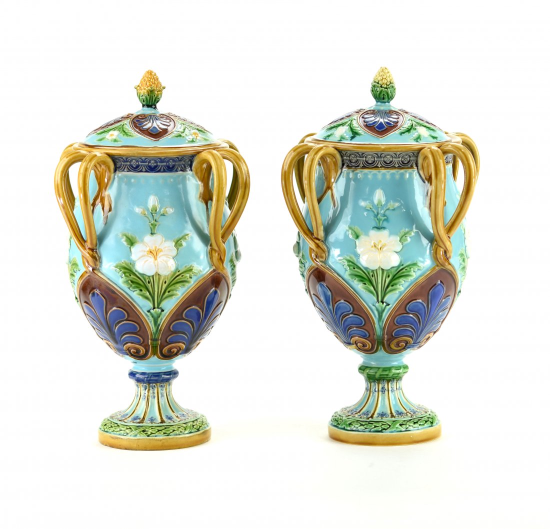 A Pair of  Minton Majolica ‘Shrewsbury’ Vases c.1875 (1 of 1)