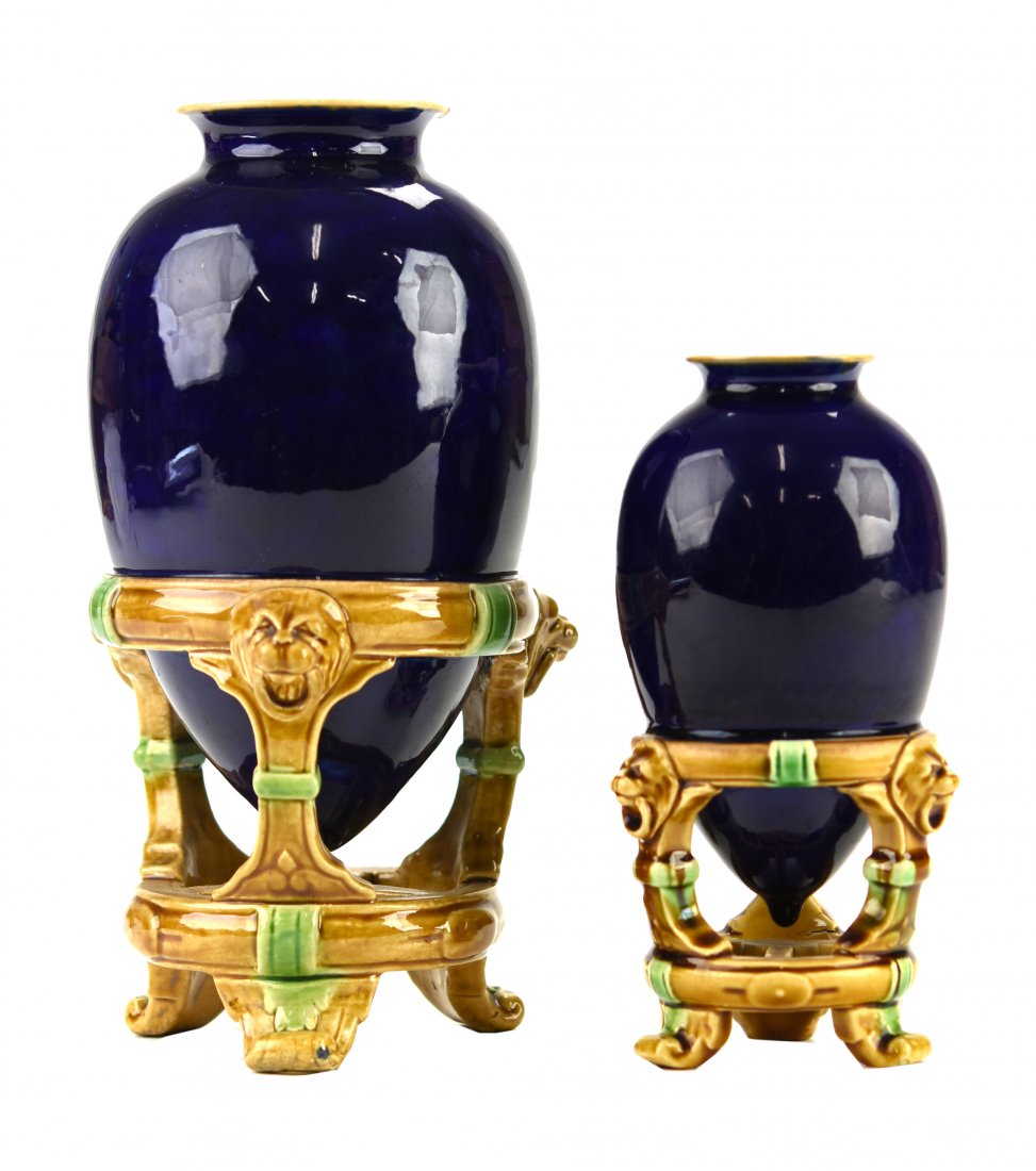 Two Minton Majolica Amphora in Stands Designed by (1 of 1)