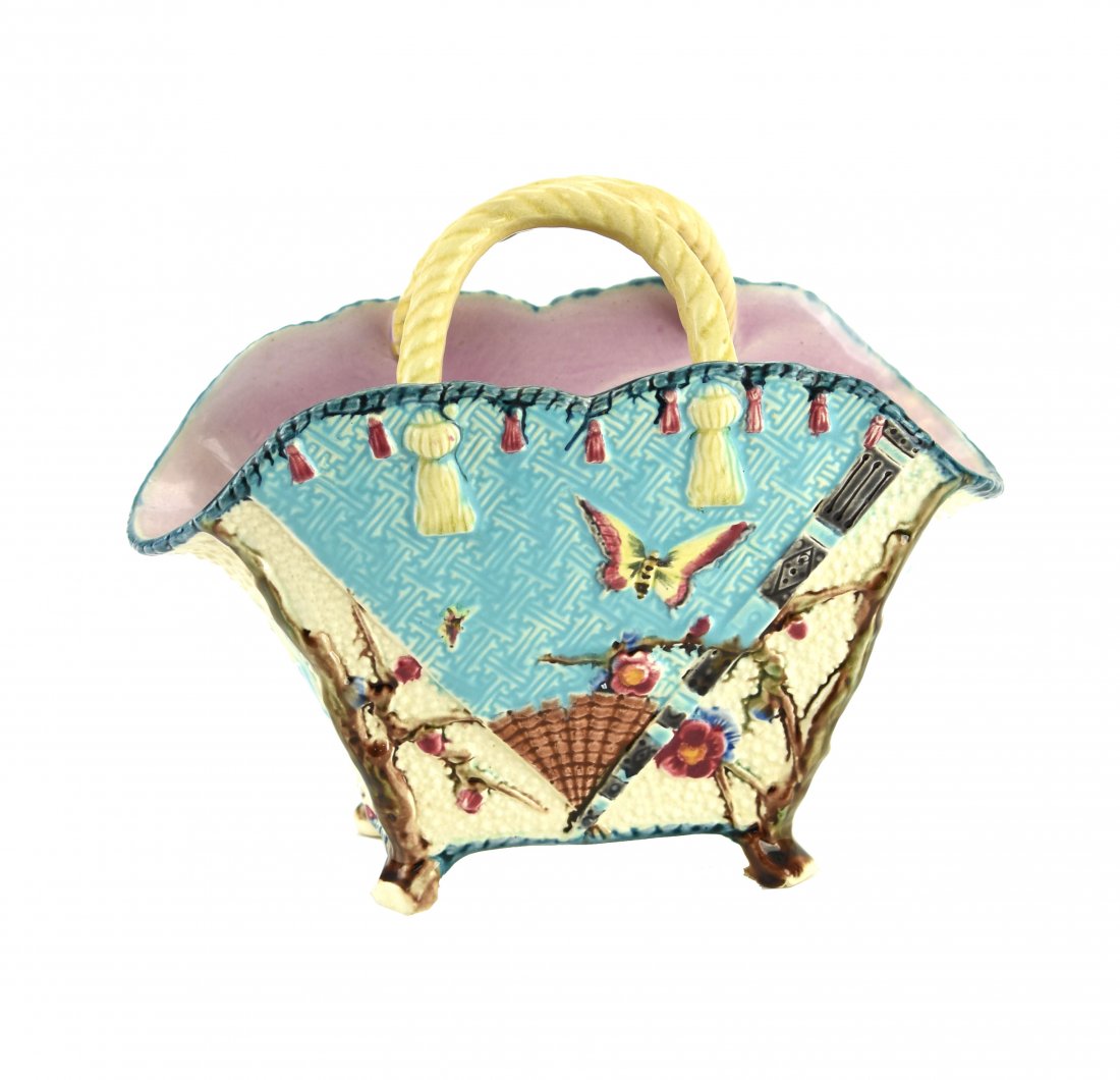 A Rare Fieldings Majolica Fan Basket c.1880 The white (1 of 1)