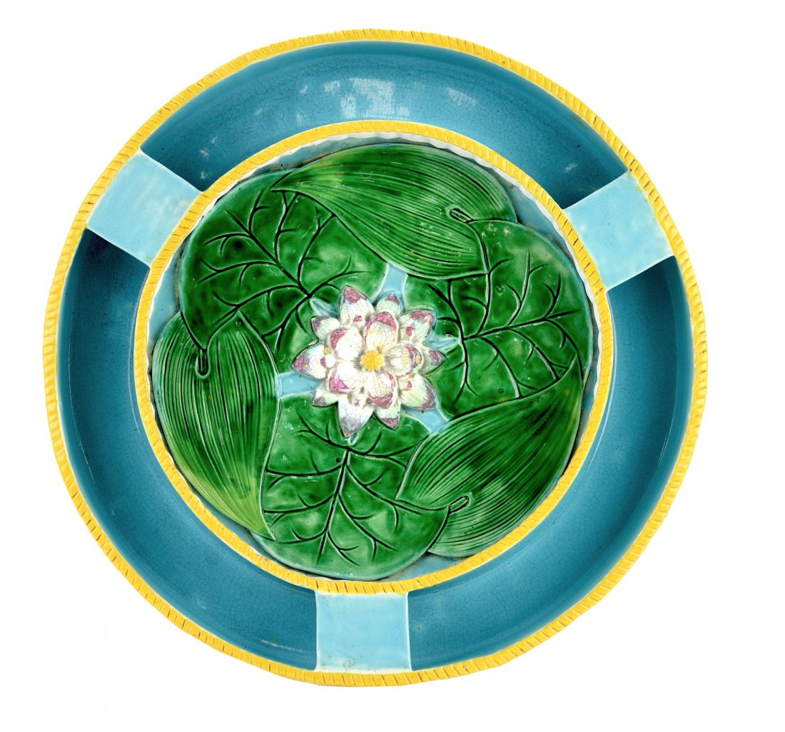 A George Jones Majolica Lotus Centerpiece c.1875. (1 of 1)