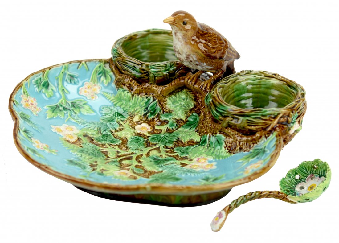 A George Jones Majolica Strawberry Server and (1 of 1)