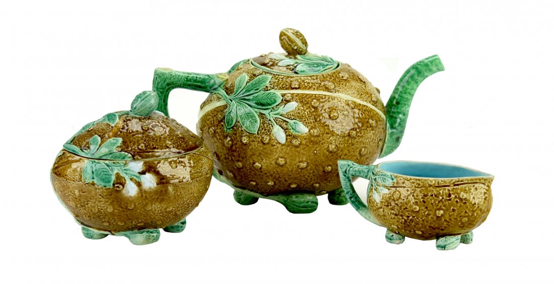 A Rare Three Piece Holdcroft Majolica Horse Chestnut (1 of 1)