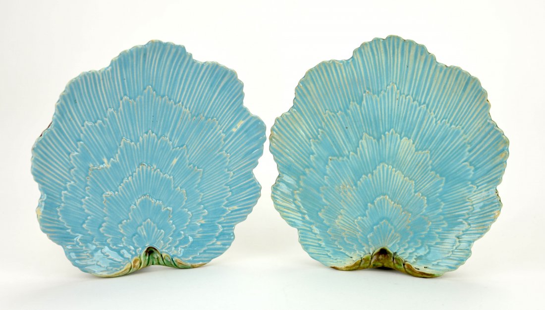 Two George Jones Majolica ‘Waves’ Plates c.1875 Pattern (1 of 1)