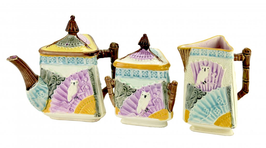 A Three Piece Eureka Majolica Teaset c.1880 ( American) (1 of 1)