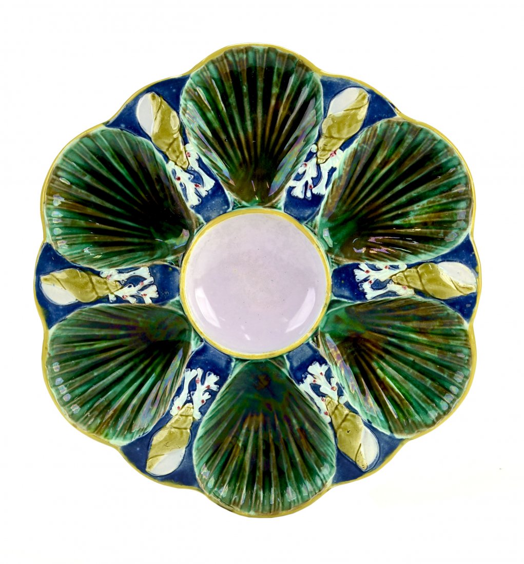 A Holdcroft Majolica 6 well oyster plate c.1875 Modeled (1 of 1)