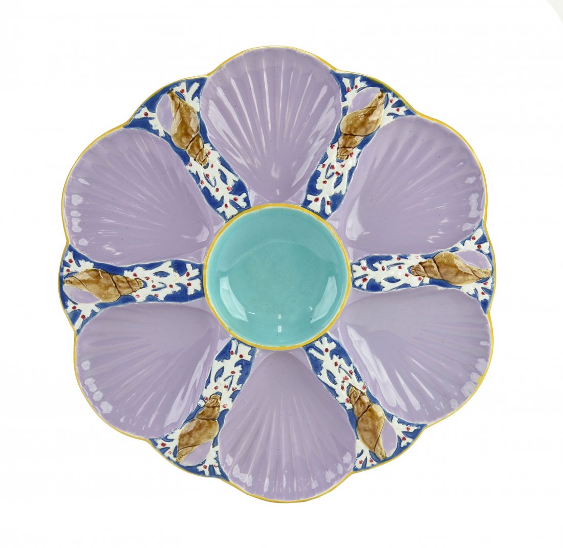 A Holdcroft Majolica 6 well oyster plate c.1875 Modeled (1 of 1)