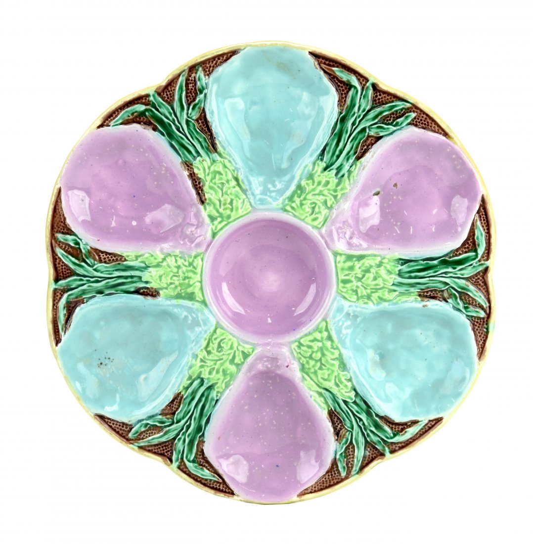 A English Majolica Six Well Oyster Plate c.1875 (1 of 1)