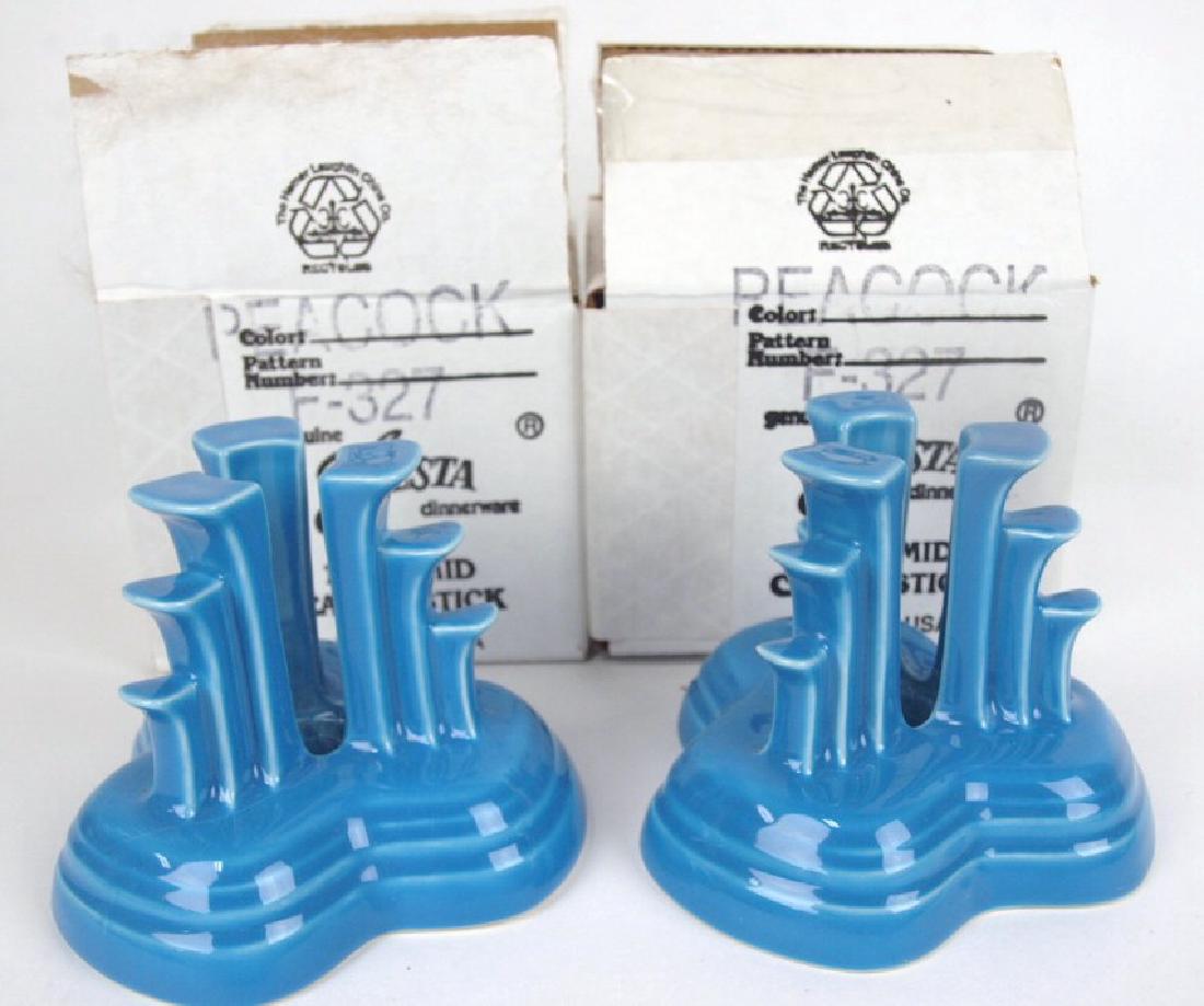 Fiesta Post 86 Peacock pair pyramid candle holder NIB (1 of 1)