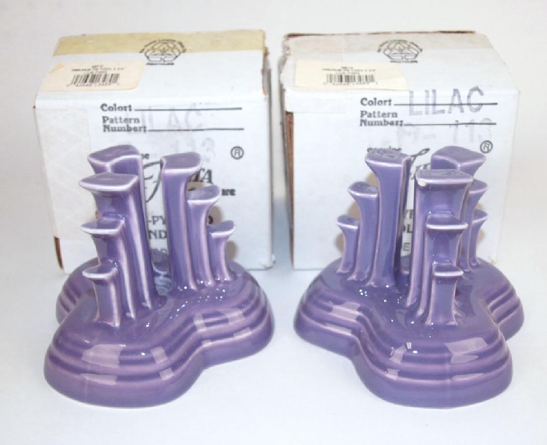 Fiesta Post 86 lilac pair pyramid candle holders, NIB (1 of 1)