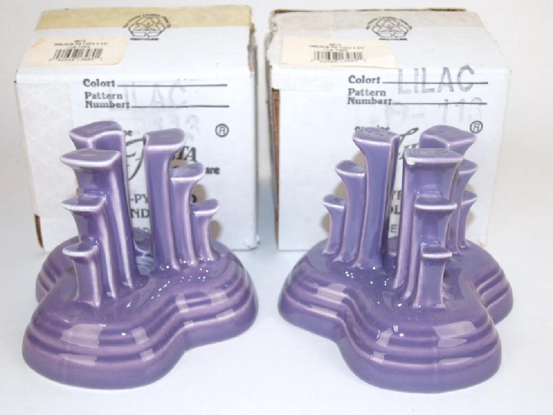 Fiesta Post 86 lilac pair pyramid candle holders, NIB (1 of 1)