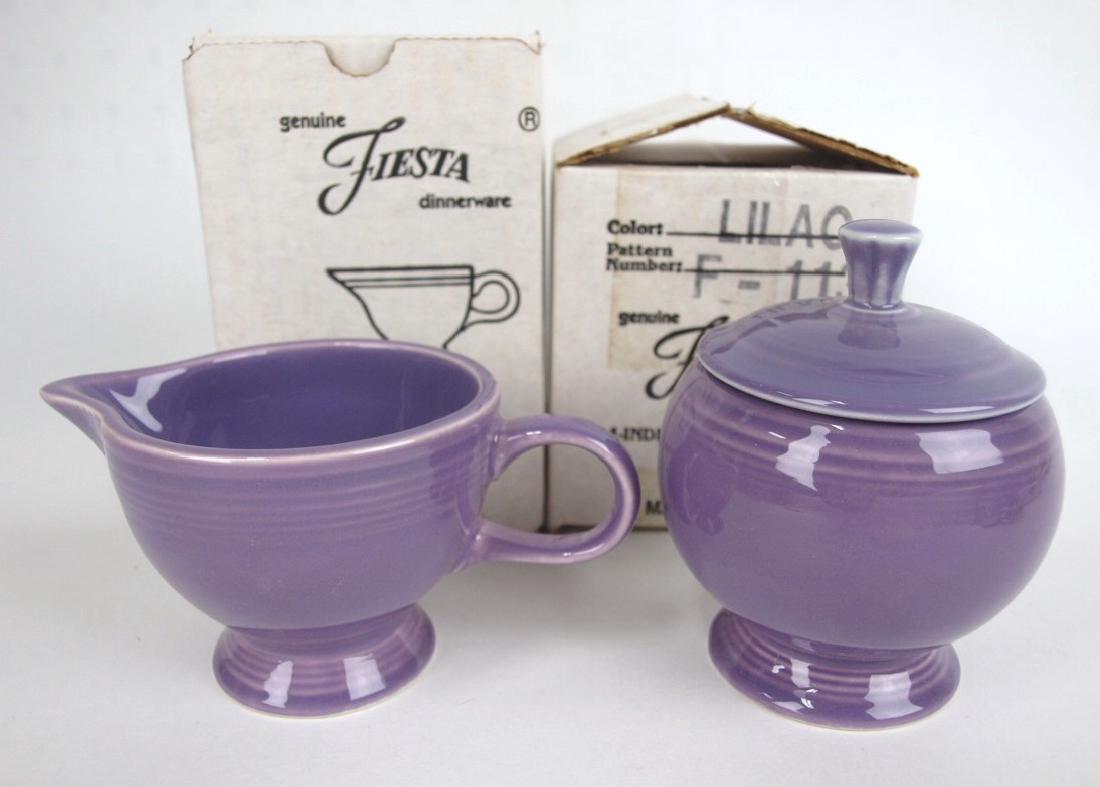 Fiesta Post 86 lilac individual cream & sugar, NIB: Fiesta Post 86 lilac individual cream & sugar, NIB