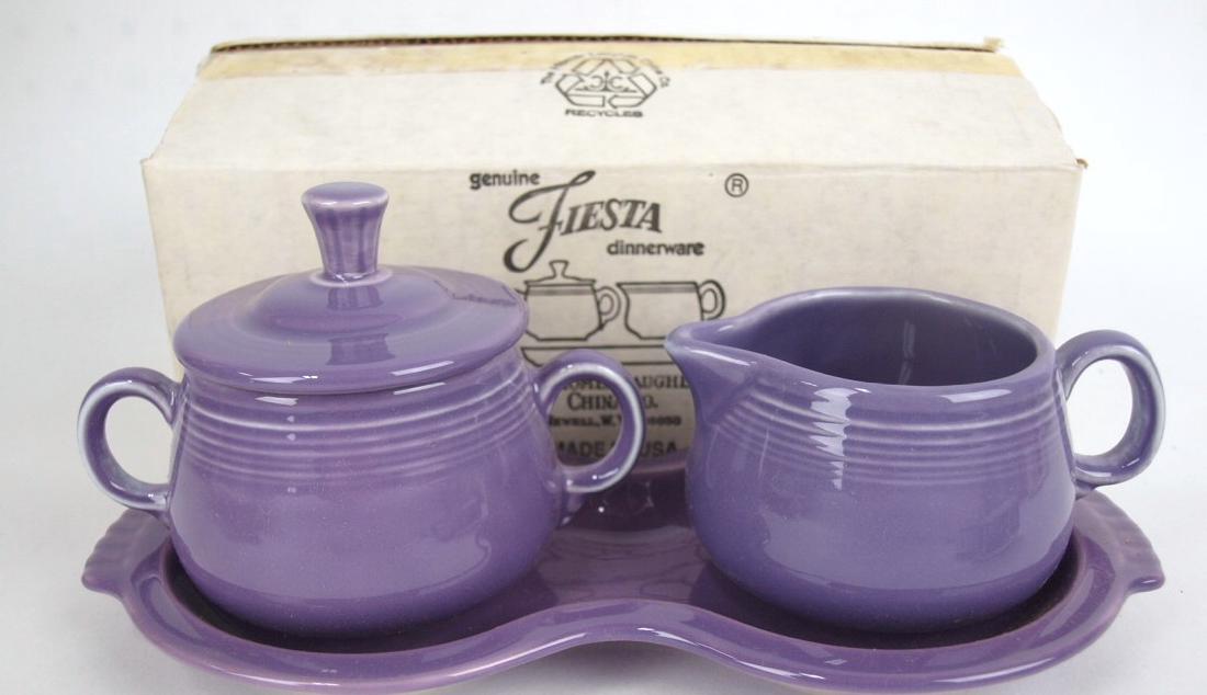 Fiesta Post 86 lilac cream, sugar, & tray set, NIB (1 of 1)