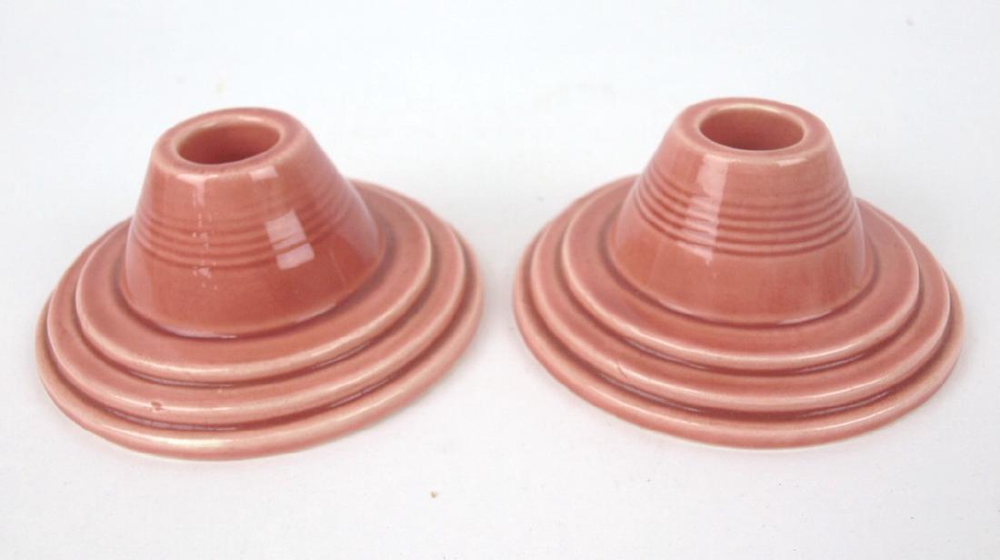 Fiesta Harlequin rose pair of candle holders (1 of 1)