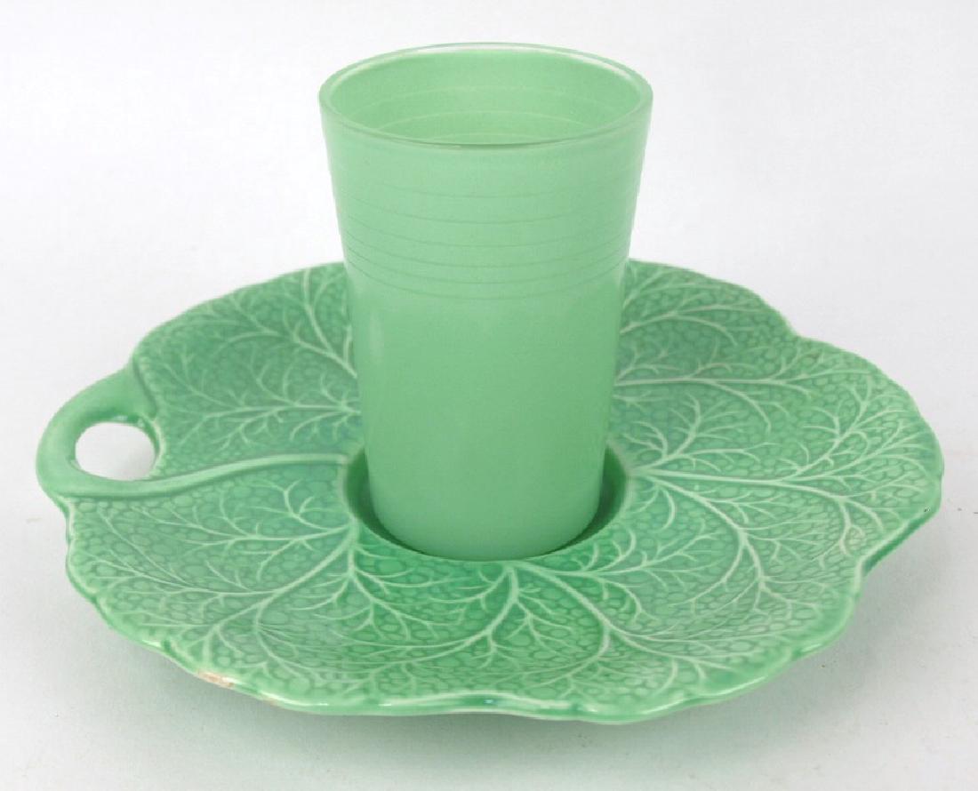 Fiesta RARE green leaf shape saucer and tumbler (1 of 1)