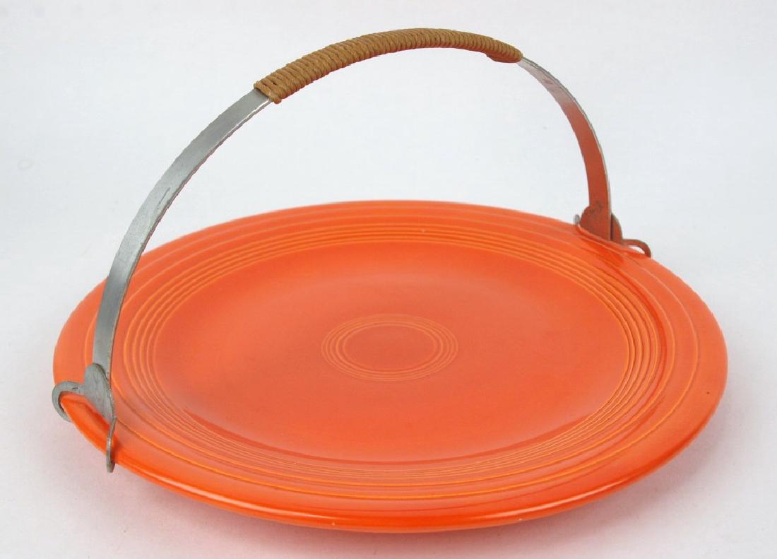 Fiesta 10" red dinner plate with metal handle (nick) (1 of 1)