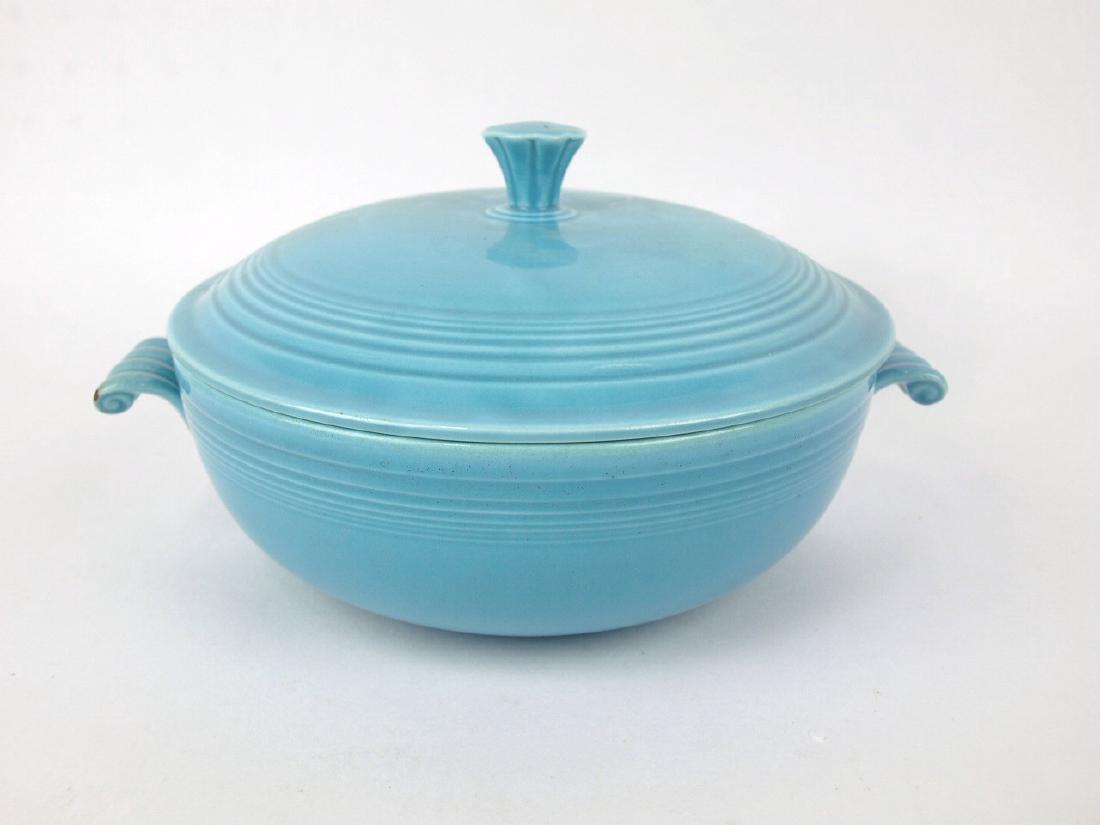 Fiesta Tri-colator casserole, turquoise, nick to finial (1 of 1)