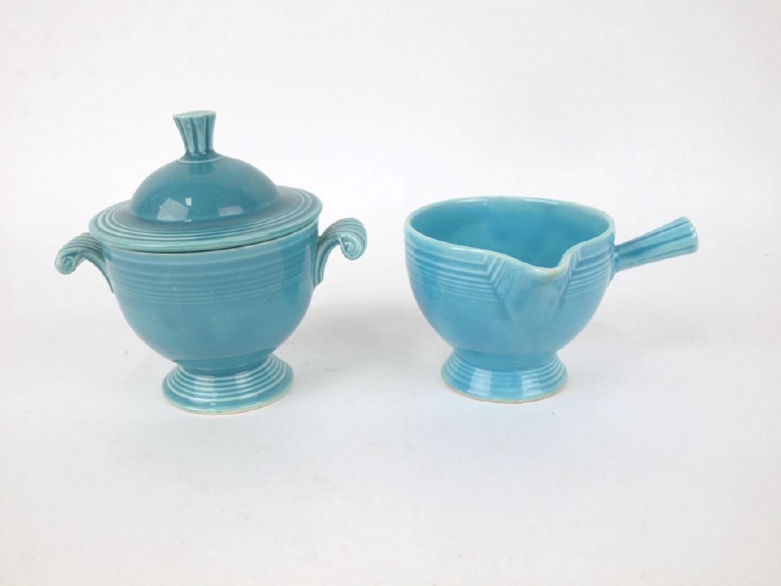 Fiesta turquoise stick handled creamer and sugar (1 of 1)