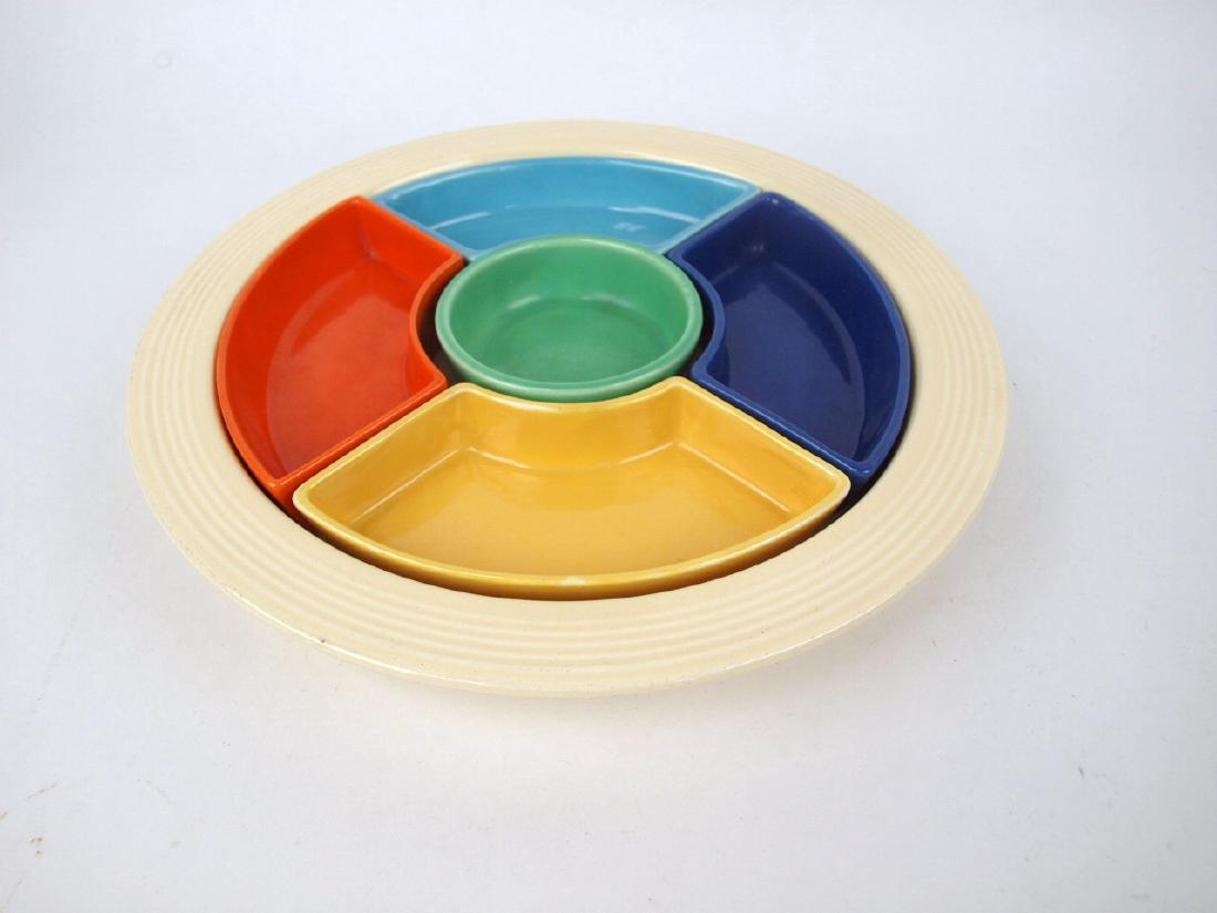 Fiesta relish tray, ivory tray, all 6 colors, minor (1 of 1)