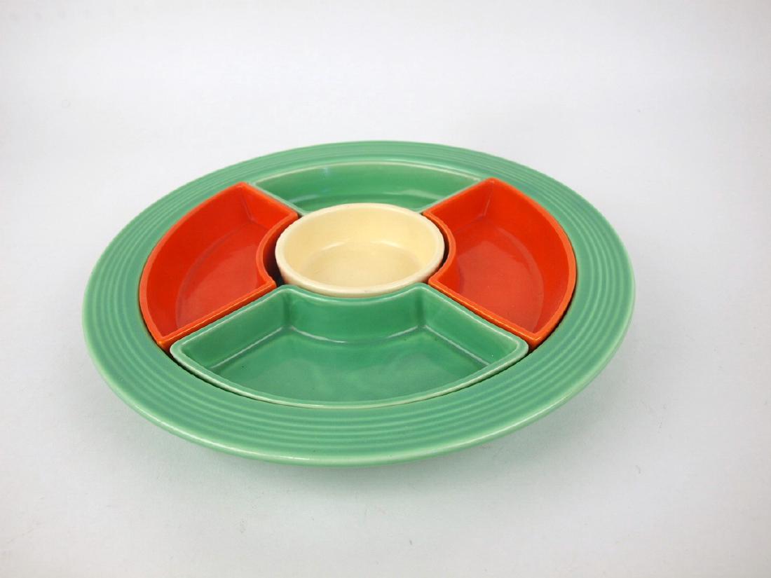 Fiesta relish tray, green tray, ivory center, 2-red (1 of 1)
