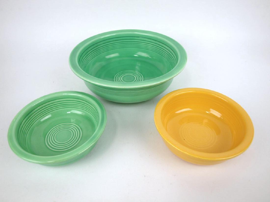 Fiesta bowl group: 8 1/2" green, 5 1/2" green & yellow (1 of 1)