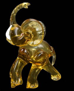 Murano | Ercole Barovier Elephant | 1930s: Monumental Ercole Barovier Elephant! Date:1930s Dimensions 7" H x 3.15" width L 5.12" H:20cm Width: 8cm L: 13.5cm Description Legendary elephant, hand blown in Murano by glass Master Ercole Barovier