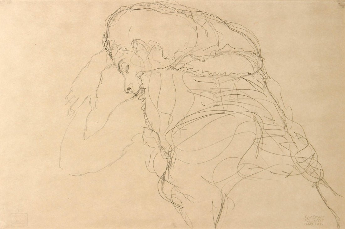 After Gustav Klimt | Weibliche Halbakt | Nachlass: Gustav Klimt Facsimilie "Auf Dem Bauch Liegender Halbakt" Artist: Gustav Klimt (Vienna, Austria 1862- 1918 Vienna, Austria) Orientation: Landscape Print Date:1985/86 Publisher: Akademische Druck-u. Ve