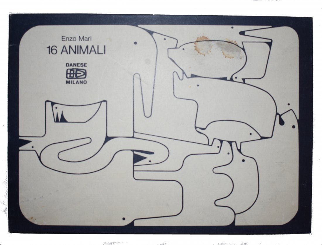 Danese | Enzo Mari | 16 animali: Danese Animali Puzzle Designer: Enzo Mari (Novara, Italy 1935) Execution: Danese Milano Description: 16 animali puzzle, 1957, model 3015D Resin blocks with wood optic, in animal form. Made by Danese a
