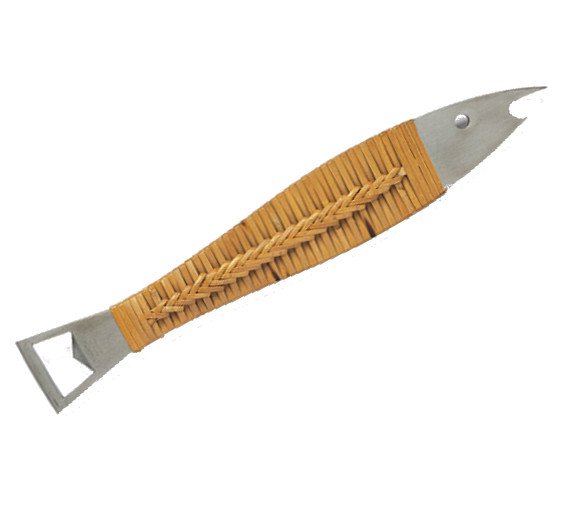 Carl Auböck III | Bottle Opener | Neptune: Carl Auböck III Bottle Opener Designer: Carl Auböck Made in: Austria, 1955 Description: Fish Form Model 4687, Neptune.Stainless steel with bound cane handle. Signed with impressed manufacturer mark