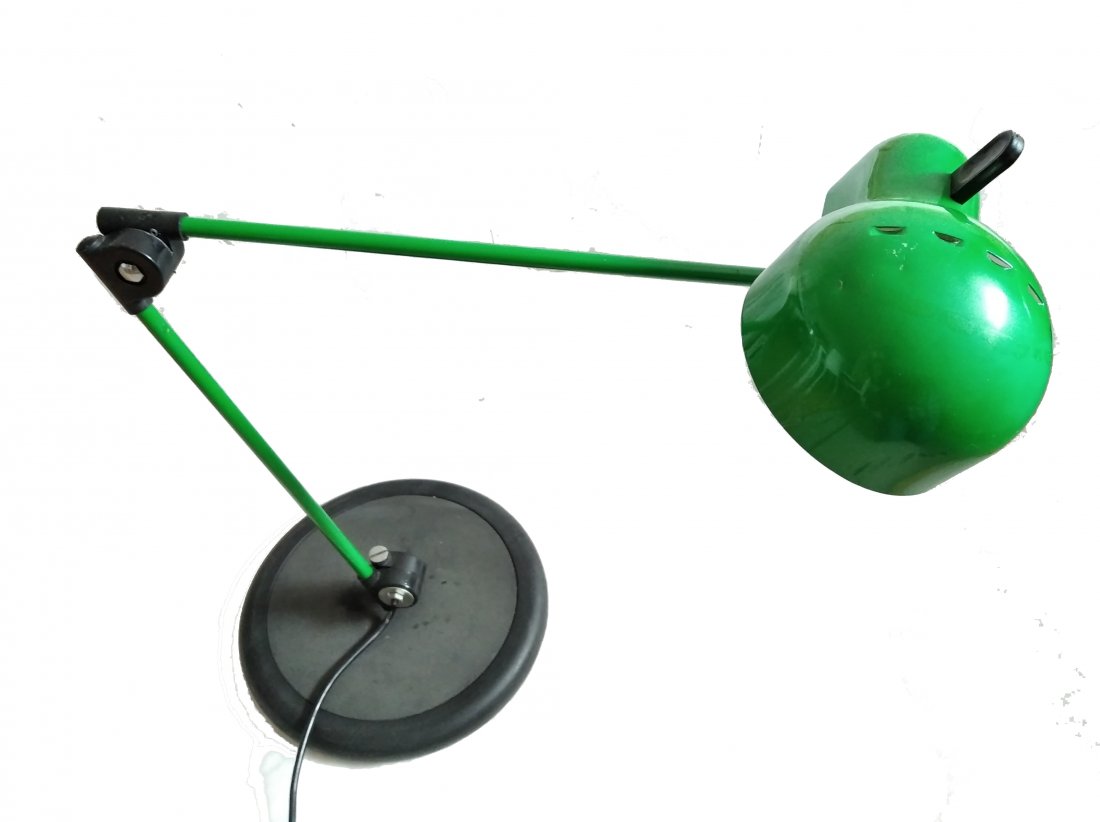 Joe Colombo | Topo | Stilnovo: Topo Lamp from Joe Colombo by Stilnovo Design: Joe Colombo Execution: Stilnovo Date: 60s Lamp designed by Colombo in 1960s. Green, lacquered metal diffuser, Black circular , heavy base marked "Stilnov