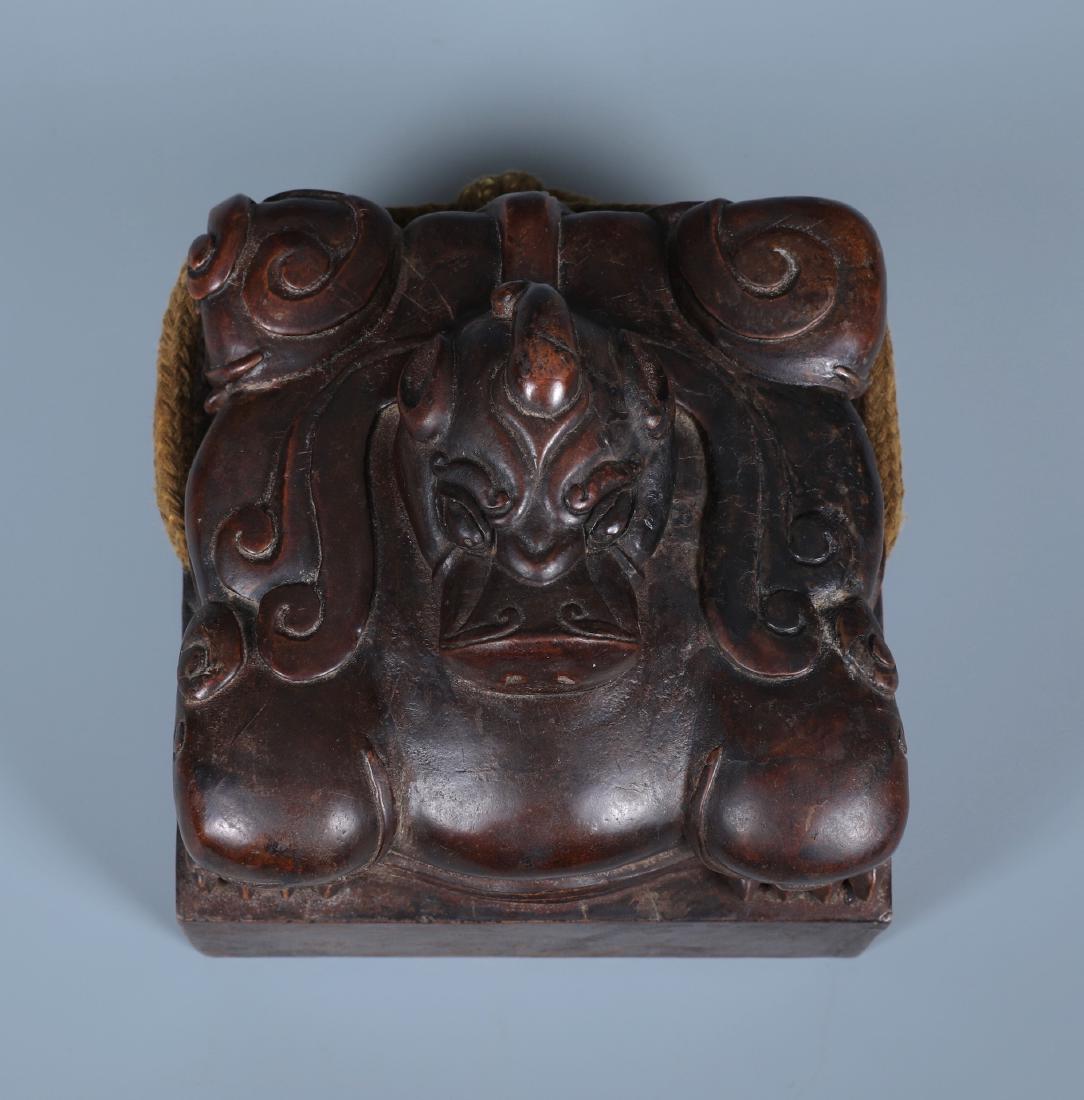 A Rare Carved Mythical Animal Sandlewood Seal (1 of 6)