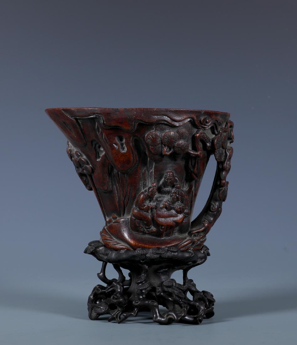 ALOESWOOD 'SCHOLAR' LIBATION CUP WITH WITH ZITAN STAND (1 of 10)