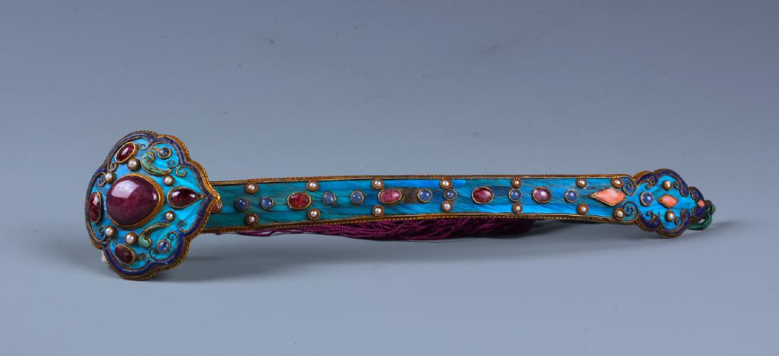 A SILVER-GILT BIRD FEATHER  RUYI SCEPTER (1 of 6)