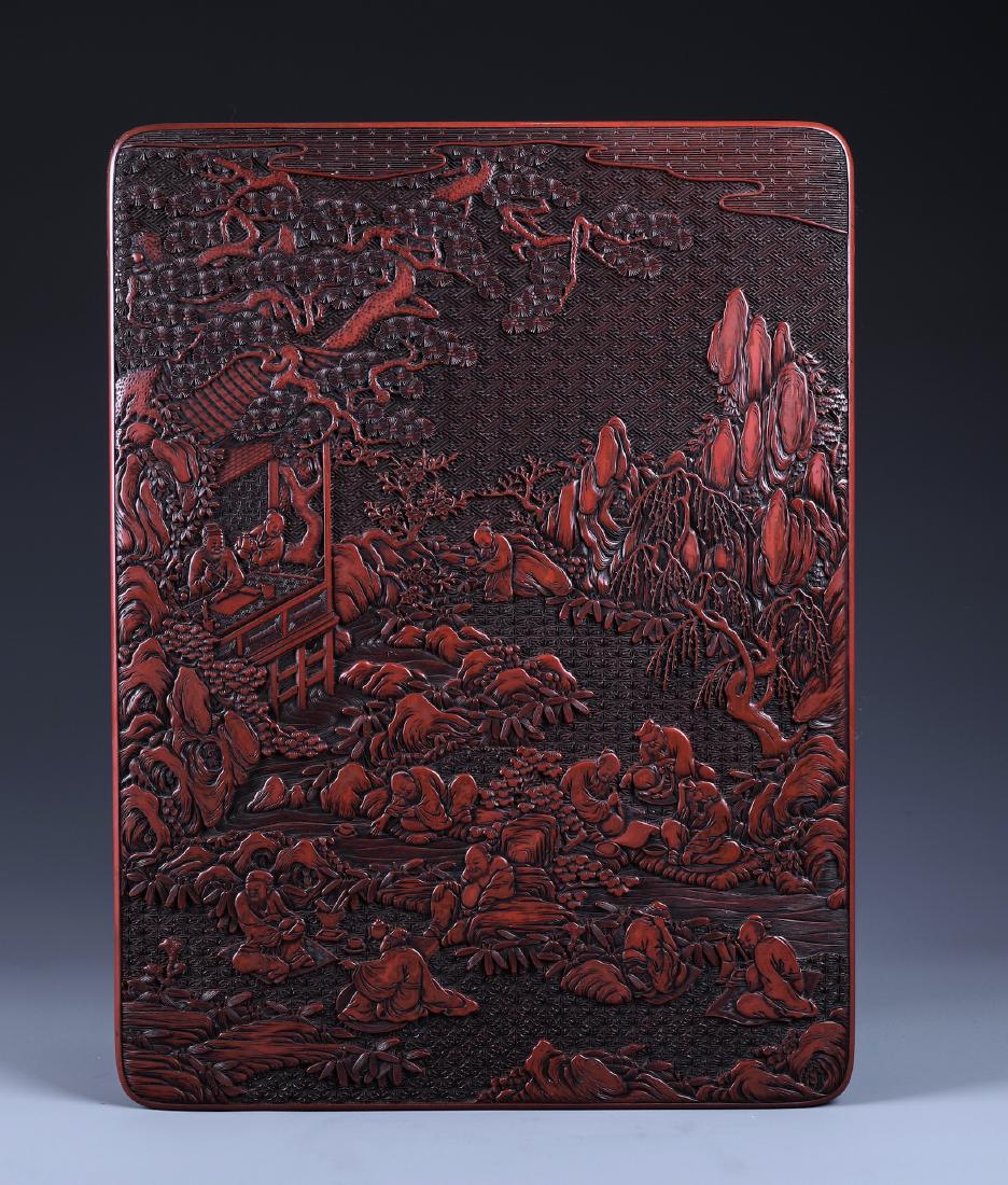 AN EXQUISITELY CARVED AND MASSIVE CINNABAR LACQUER  BOX (1 of 10)