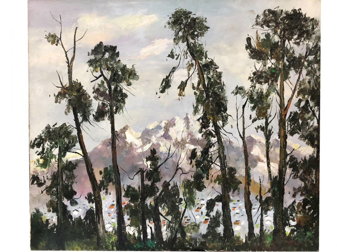 A FINE WESTERN LANDSCAPE PAINTING SIGNED BY WUGUANZHONG (1 of 9)