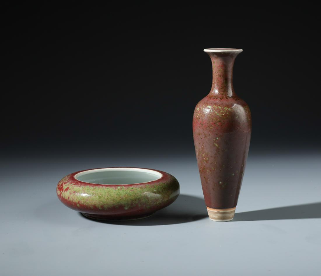 A Rare Chinese Green-splashed Red Porcelain Vase and (1 of 12)