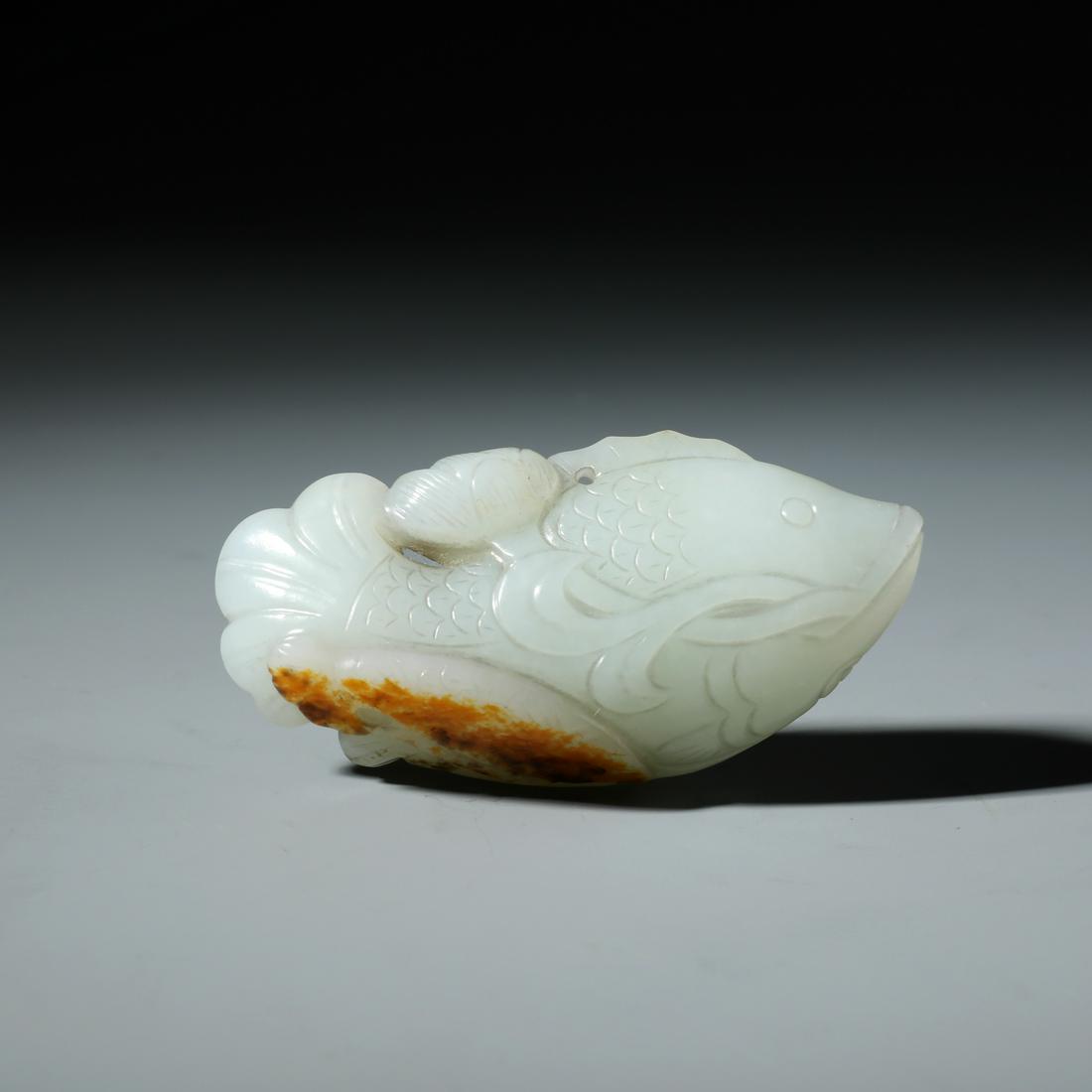 A Fine Chinese White Jade Carving of Fish (1 of 6)