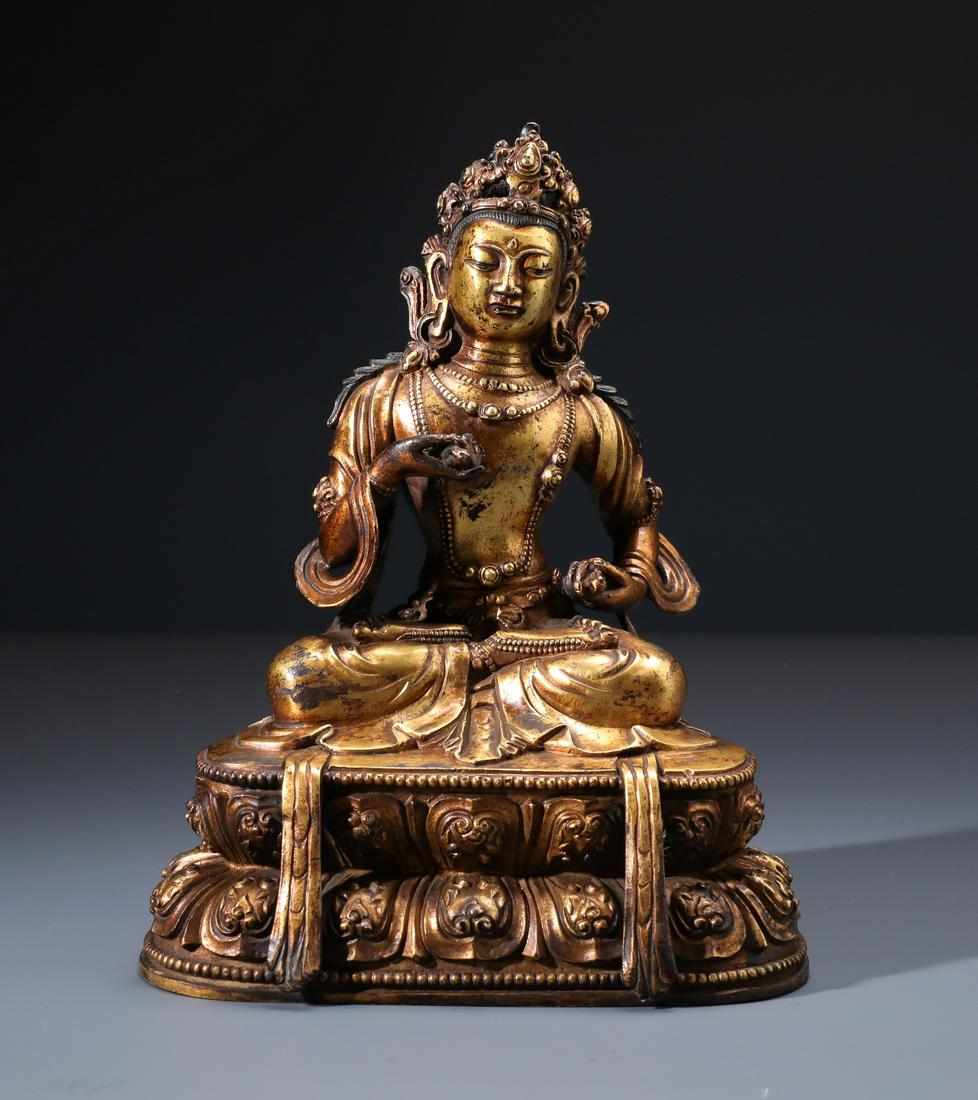 A Chinese Carved Gilt Bronze Figure of Vajrasattva (1 of 8)