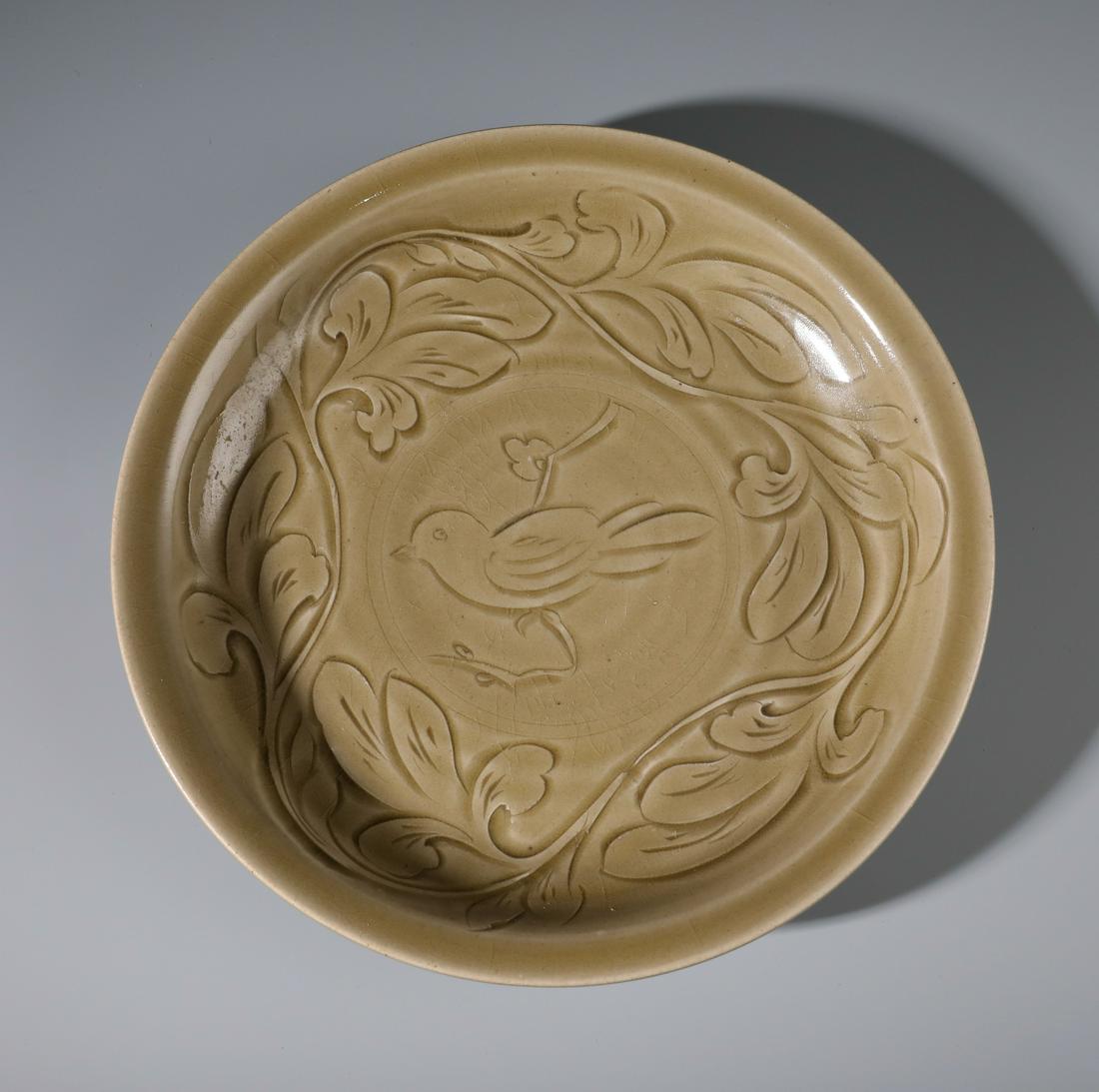 A Rare Chinese Cizhouyao Olivaceous Glazed Dish (1 of 6)
